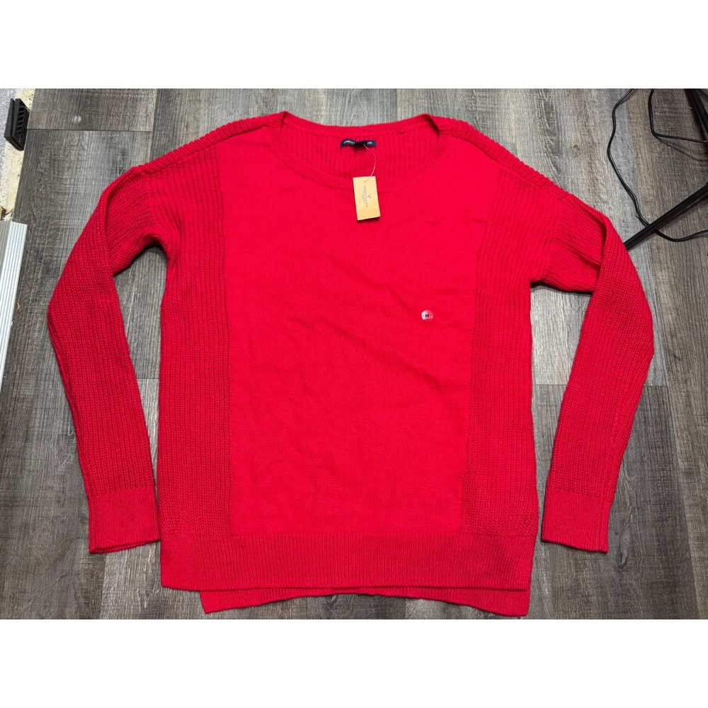 American Eagle Outfitters Red Crew Neck Mixed Knit Sweater Womens Medium NWT